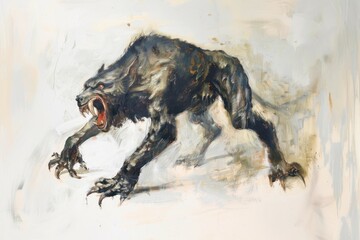 Fierce werewolf painting background