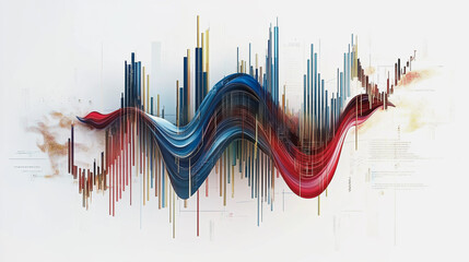 Fototapeta premium Abstract white background with Colorful charts and graphs with statistics to innovative analyze business potential and forecast future development of companies growth.