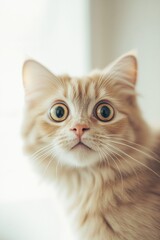 A close-up shot of a curious cat gazing straight into the lens