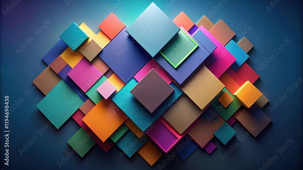 Aufkleber Abstract Colorful Square Composition with Overlapping Shapes and Vivid Hues