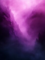 Naklejka premium Purple misty mountain valley landscape.