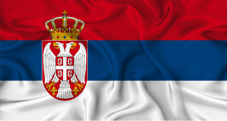 Realistic Serbia Flag Waving Close