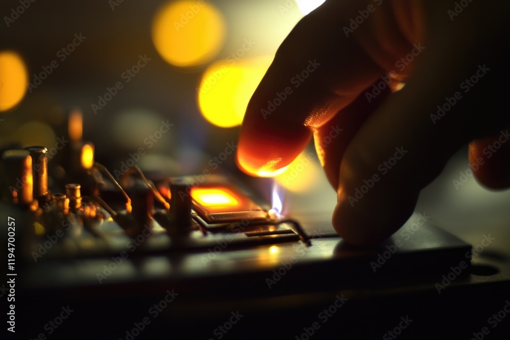 Poster A close-up shot of a hand pressing a button on a computer keyboard