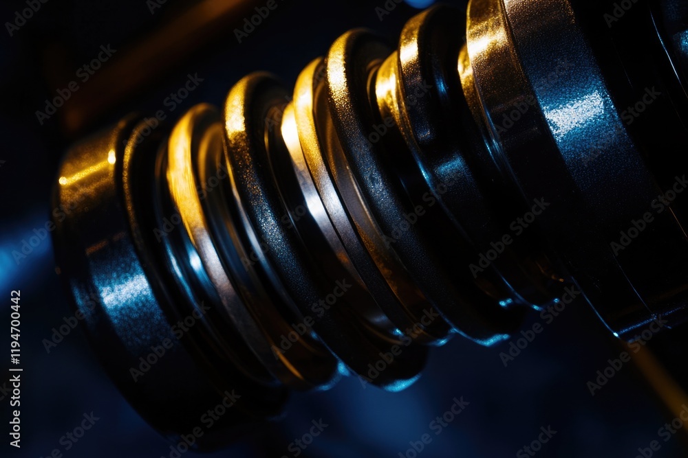 Poster close-up of a metal object on a table, suitable for product or industrial use