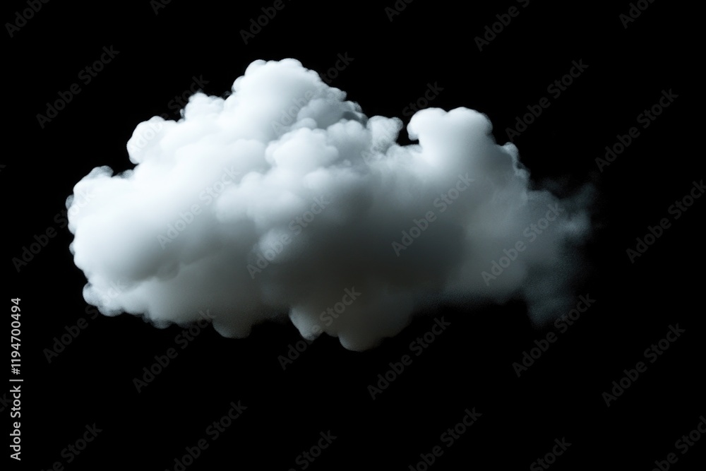 Poster a white cloud floats in mid-air against a dark black background, perfect for use in designs needing 