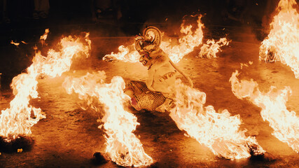 Traditional fire dance performance in Bali, Indonesia