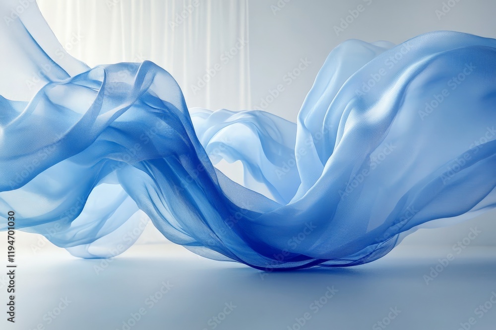 Poster serene fabric waves in calming shades of blue create a gentle, flowing visual rhythm that soothes th