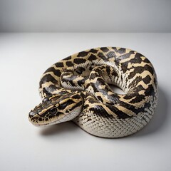 Fototapeta premium A python shedding its skin on a white background.