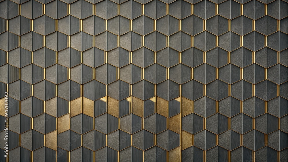 Poster abstract hexagonal pattern with gold accents elegant dark grey and gold geometric background