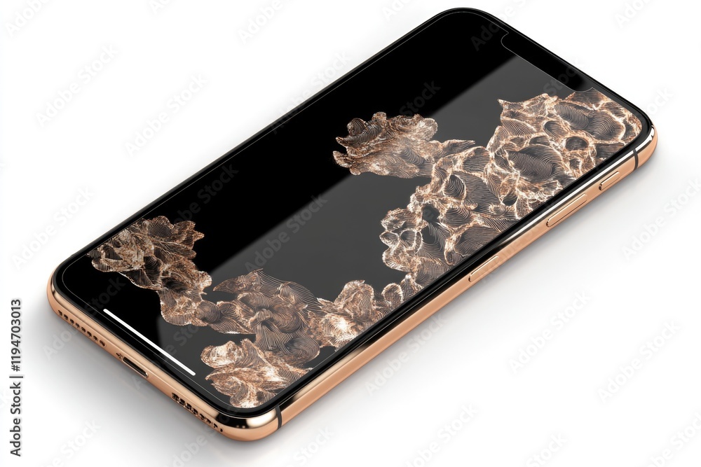 Poster A close-up view of a cell phone lying on a white surface, ideal for use in technology and gadget-related contexts
