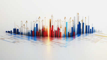 Abstract white background with Colorful charts and graphs with statistics to innovative analyze business potential and forecast future development of companies growth.