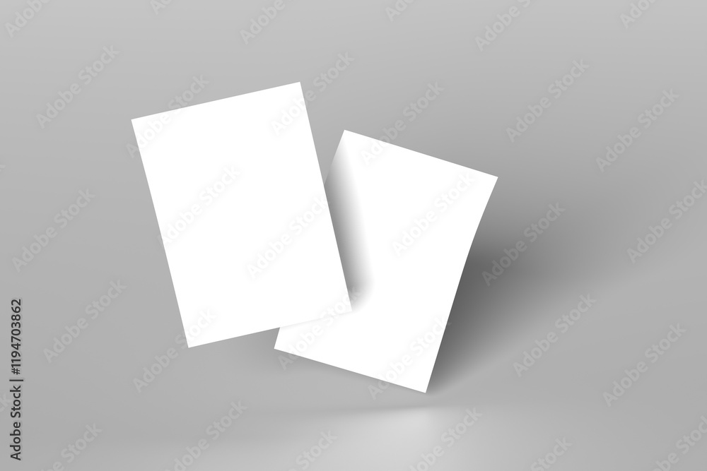 Poster white blank sheets of a4 paper size or documents mockup on a gray background. template for design