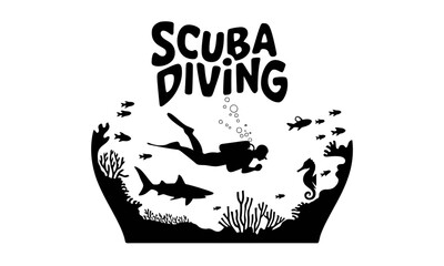 Scuba Diving Vector minimal clipart graphic