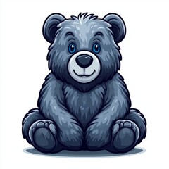 Obraz premium Adorable Blue Bear Cub Sitting Down Happily