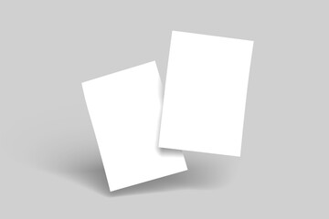 White blank sheets of a4 paper size or documents mockup on a gray background. Template for design blank paper sheets