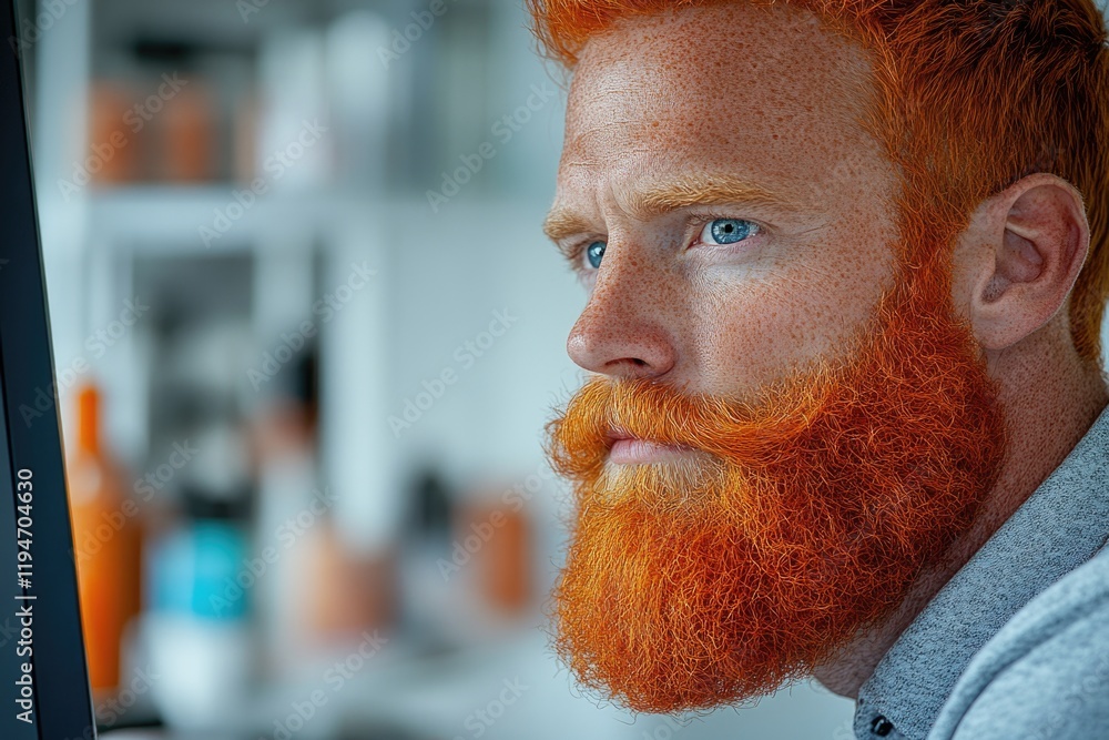 Aufkleber a close-up shot of a man with a distinctive red beard