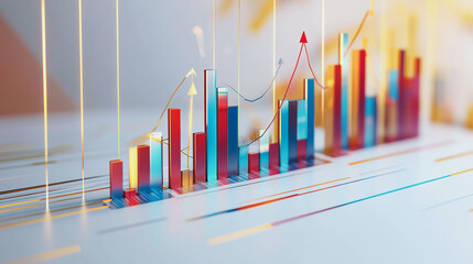 Abstract white background with Colorful charts and graphs with statistics to innovative analyze business potential and forecast future development of companies growth.
