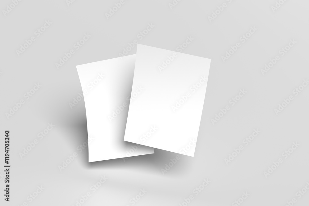 Aufkleber white blank sheets of a4 paper size or documents mockup on a gray background. template for design