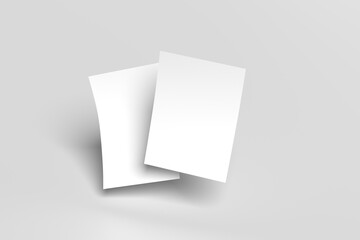 White blank sheets of a4 paper size or documents mockup on a gray background. Template for design