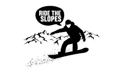Snow Boarding minimal vector clipart