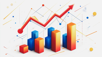 Abstract white background with Colorful charts and graphs with statistics to innovative analyze business potential and forecast future development of companies growth.