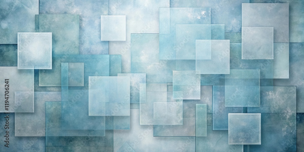 Poster Abstract Overlay of Blue and Teal Squares with Textured Background