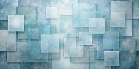 Obraz premium Abstract Overlay of Blue and Teal Squares with Textured Background