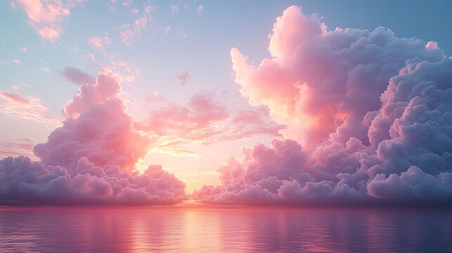 Sky panorama Background of colorful sky concept. view of a pink and purple sky with clouds at sunset 