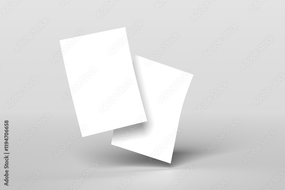 Aufkleber white blank sheets of a4 paper size or documents mockup on a gray background. template for design