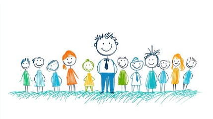 Cheerful Group of Stick Figures Representing Community and Togetherness in a Fun Illustration