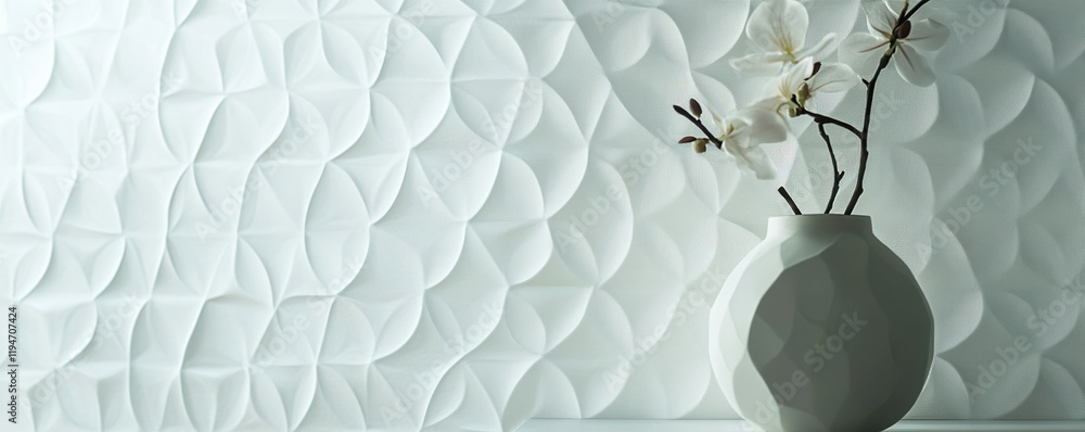 Poster subtle geometric patterns: lightly embossed or faint geometric shapes scattered on a plain backdrop 
