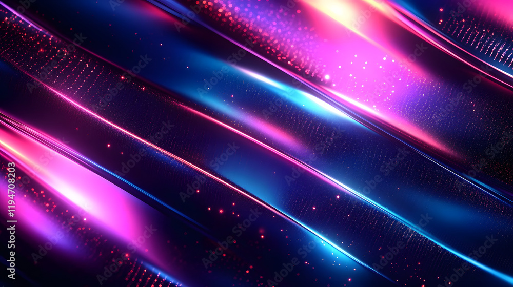 Poster futuristic abstract background with glowing neon elements and metallic textures