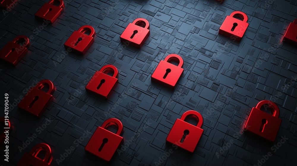 Poster red locks on a dark wall symbolize robust ai-driven data protection.