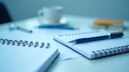 Office supplies spiral notebooks pens minimalist desk cool