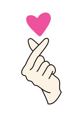 Mano haciendo el gesto coreano del corazón para el amor y el afecto