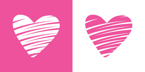 Logo con silueta de corazón con garabatos con líneas en zigzag para tarjetas y felicitaciones de San Valentín © teracreonte