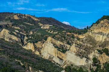 Aliano badlands during a sunny springtime day, Matera, Italy