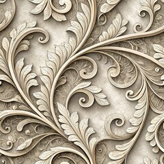Brown, gray, black ornate floral pattern with vintage abstract design Seamless