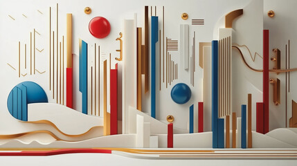 Abstract white background with Colorful charts and graphs with statistics to innovative analyze business potential and forecast future development of companies growth.