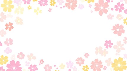 Pastel flower frame, white background, spring design, website template