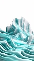 Obraz premium Digital technology white and cyan flowing mountains poster background