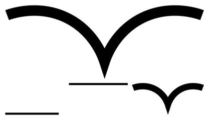 Three bird-thumbs up curved shapes in varying sizes with distinct horizontal lines. Ideal for flight concepts, minimal designs, visual balance, movement ideas, freedom themes, creative logos