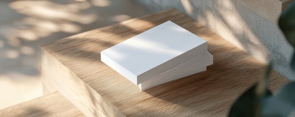 Fototapeta premium Simple Business Card Stack Mockup