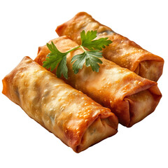 Delicious Crispy Golden Fried Spring Rolls Asian Cuisine Close Up Food Photography
