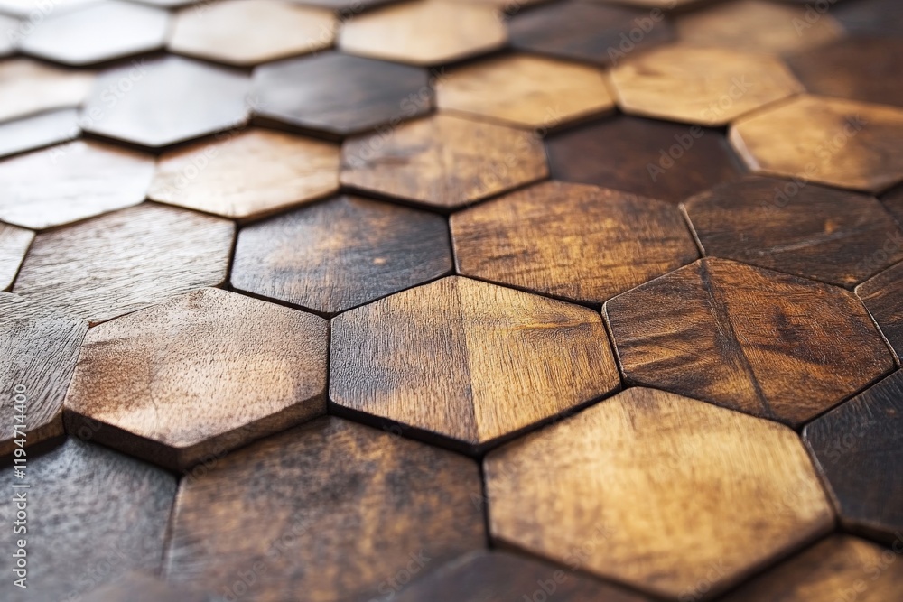 Aufkleber this close-up shot captures wooden hexagons meticulously crafted, highlighting intricate craftsmansh