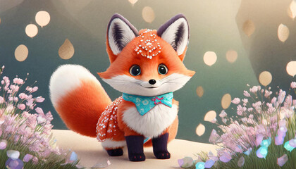 Fototapeta premium Cute wild animal, fox - 귀여운 야생 동물, 여우