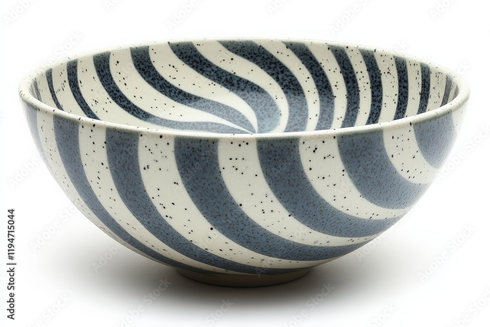 Poster An abstract ceramic bowl with wavy blue and white lines creating an elegant and intriguing pattern, perfect for adding a touch of sophistication to any decor.