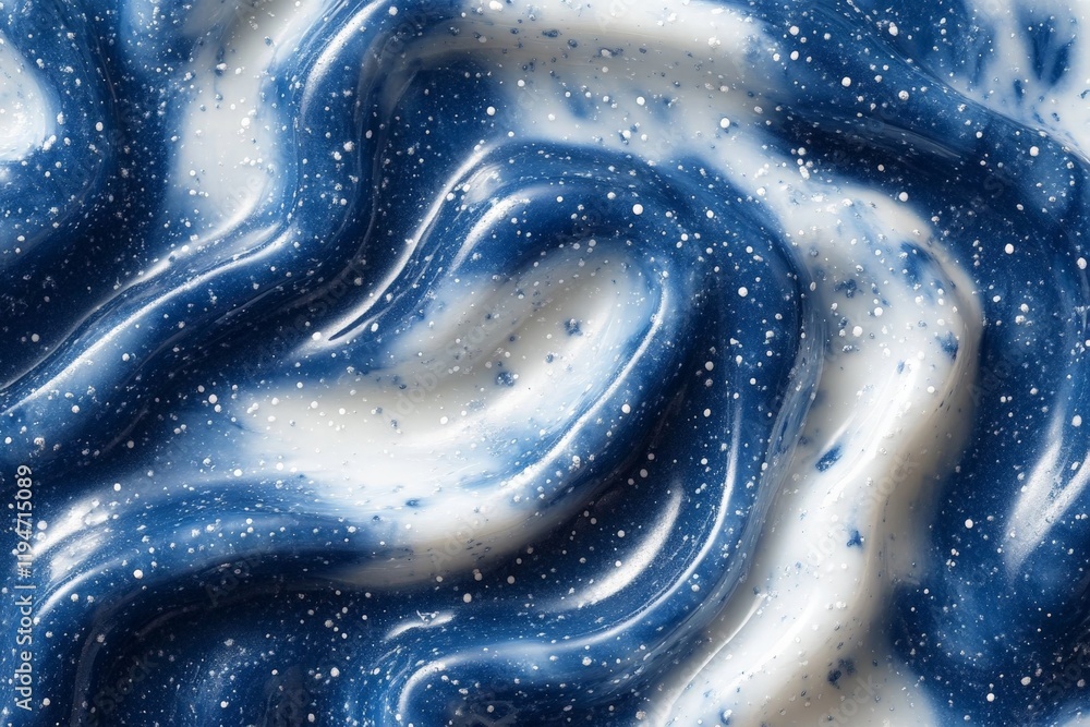 Aufkleber An abstract depiction of blue and white swirling paint flowing together, creating a mesmerizing and dynamic pattern, symbolizing the fluidity of artistic expression.