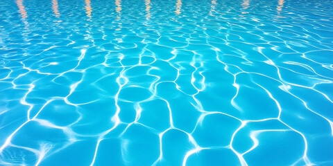 Obraz premium Crystal clear water in a modern swimming pool with vibrant ripples, showcasing stunning details and perfect composition, ideal for luxury and relaxation themes.