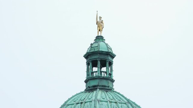 Morning video without people. Domes, top of Parliament House in Victoria, British Columbia, Canada.